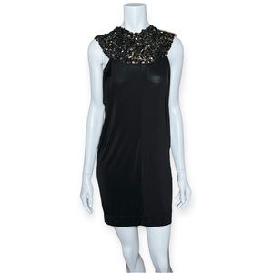 All Saints Black Sequin Collar Bolshevik Dress
